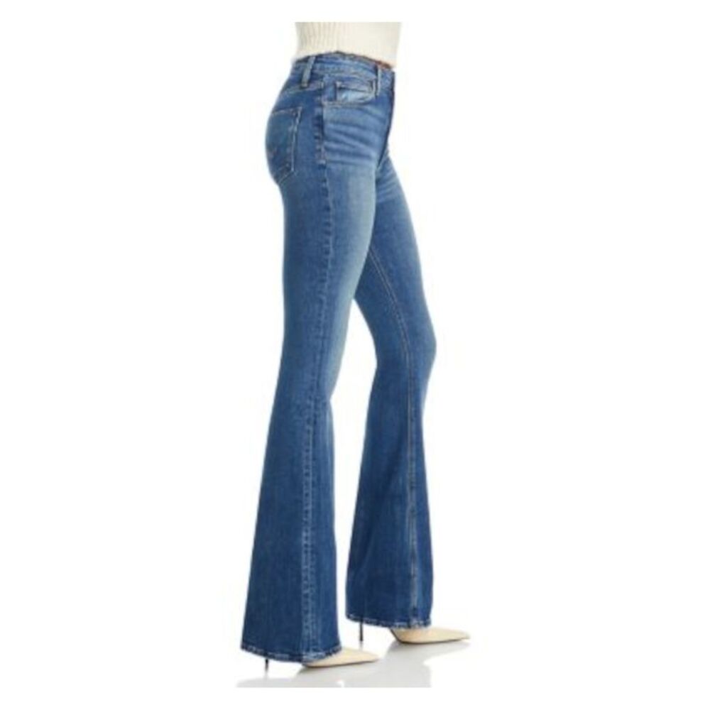HUDSON Womens Navy Zippered Pocketed Flare-leg High Waist Jeans 33 - Picture 3 of 3